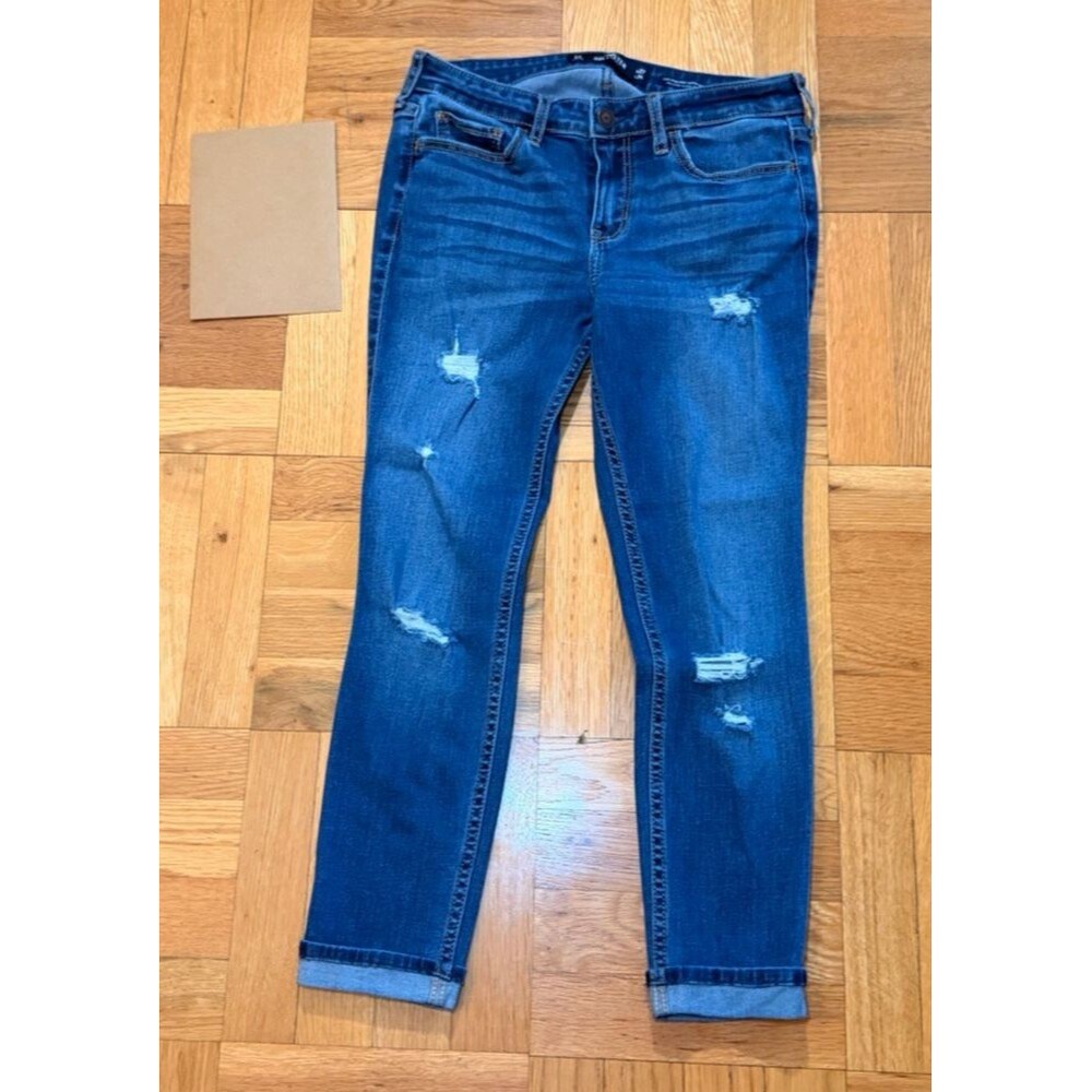 Hollister Jeans Womens 5S W27 L24 Low Rise Crop Super Skinny Distressed Stretch